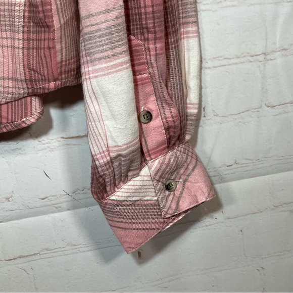 Sanctuary Bianca Plaid Flannel Shirt Womens Large Pink Cropped Casual NWT - Picture 10 of 11